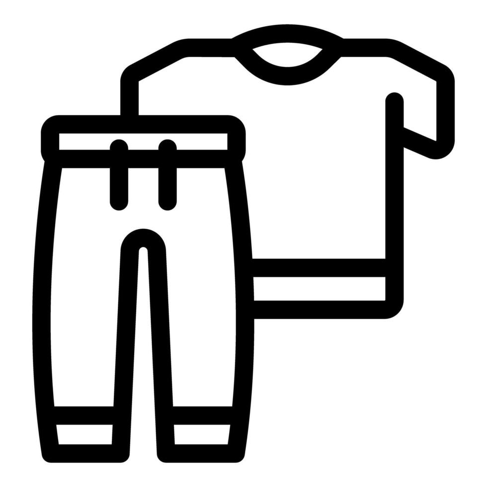 Clothing set with long pants and t shirt, simple line icon design vector