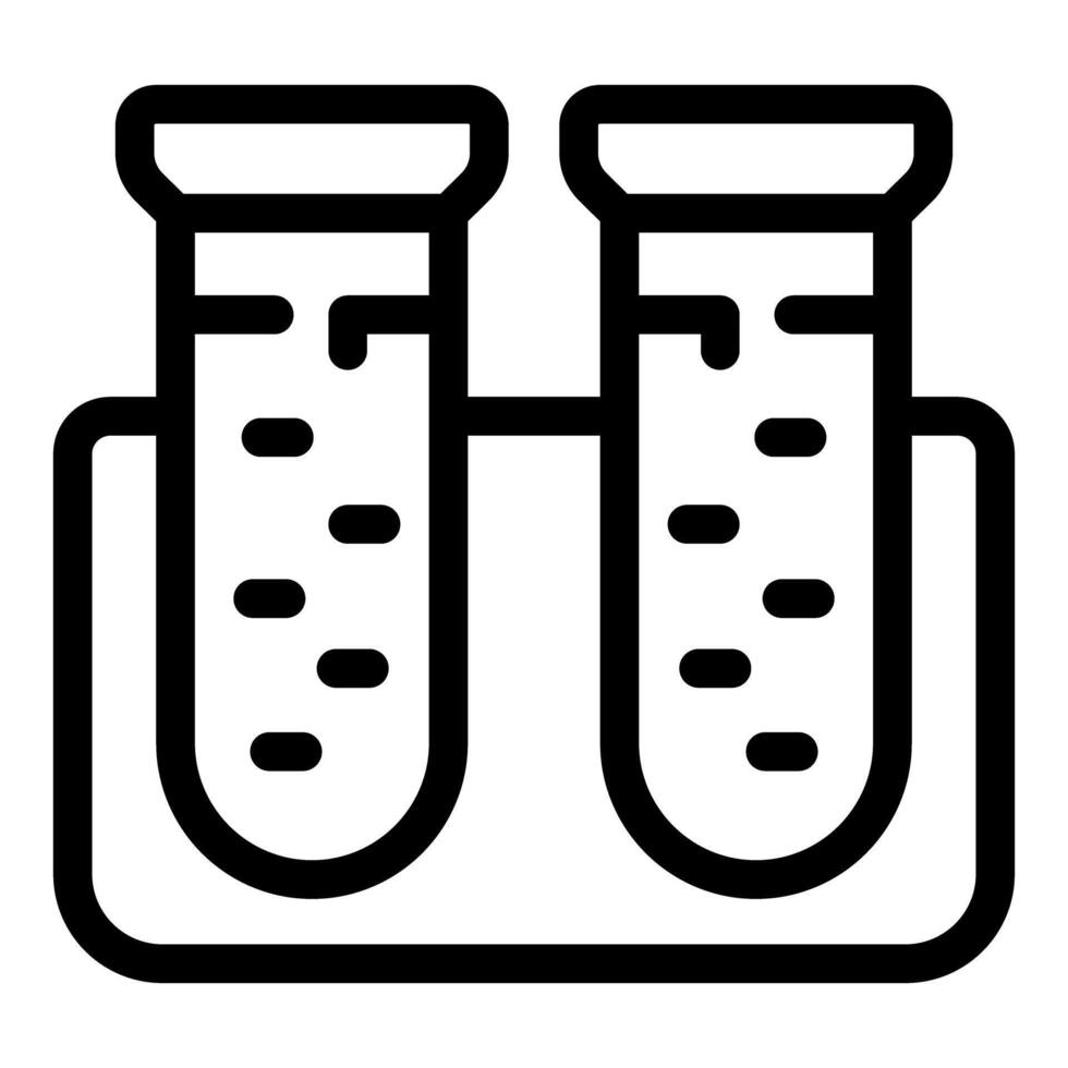 Two test tubes containing liquid substance in a support, conducting a scientific experiment vector