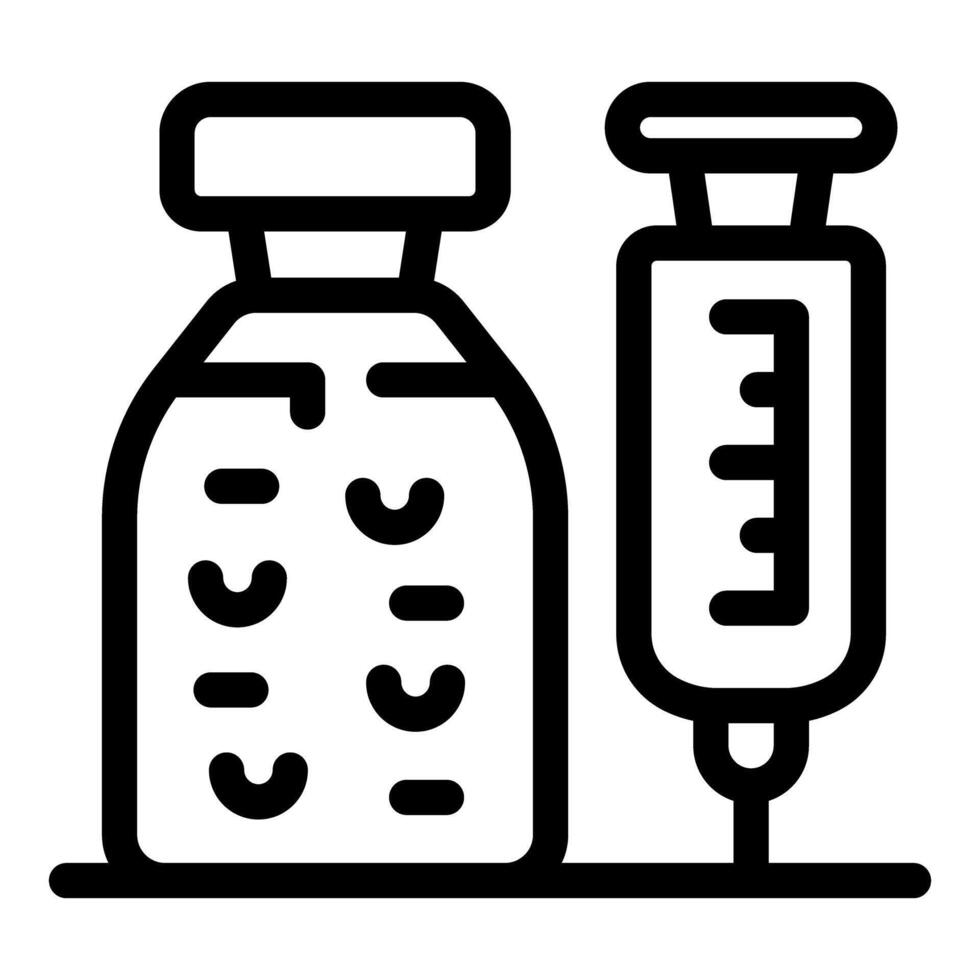 Medical syringe being prepared for injecting vaccine from vial vector