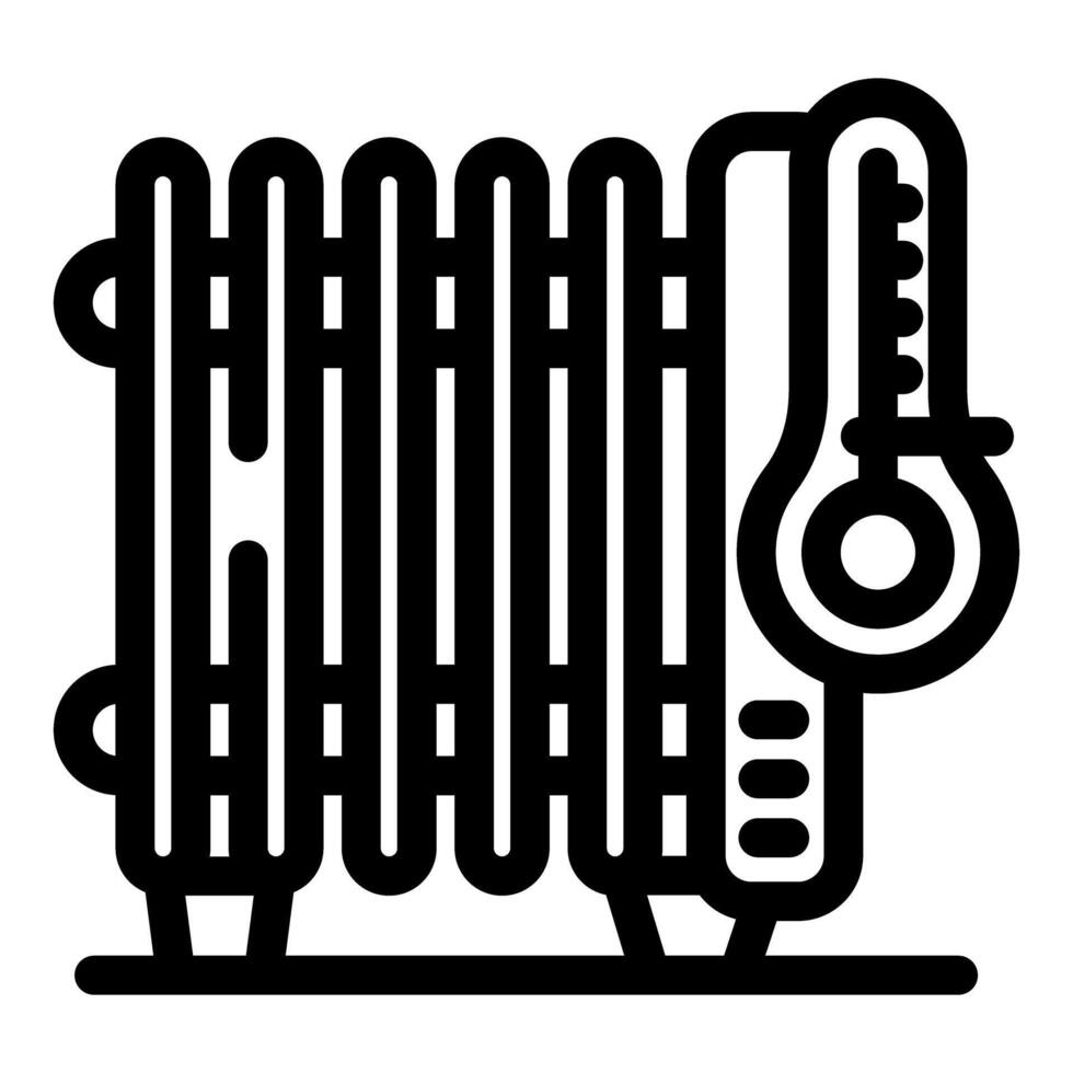 Heating radiator with thermostat controlling temperature in home vector