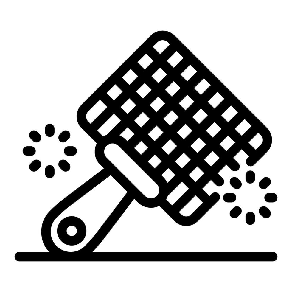 Fly swatter hitting small insects on a surface vector
