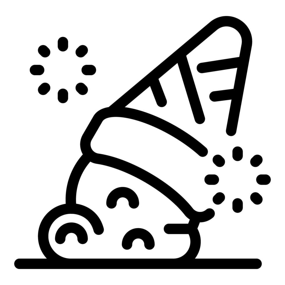 Dropped ice cream cone upside down on the ground melting vector
