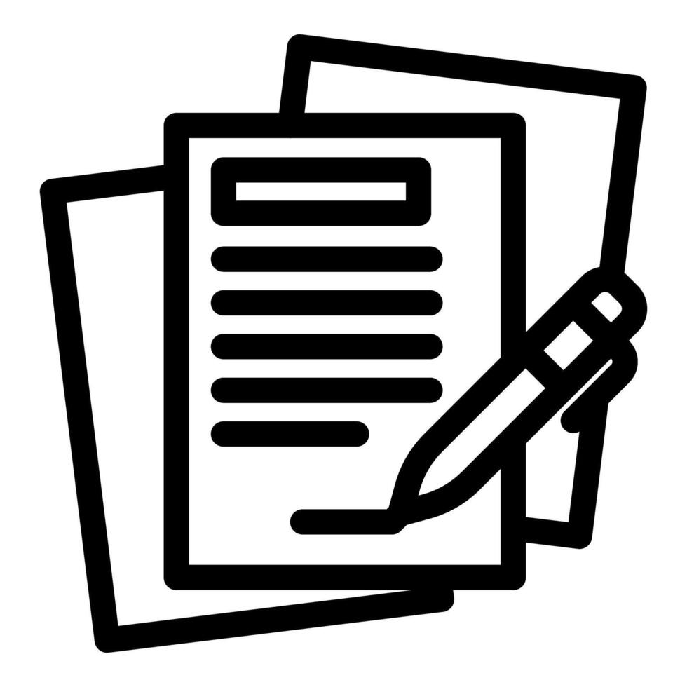 Signing documents with pen, business administration and legal paperwork icon vector
