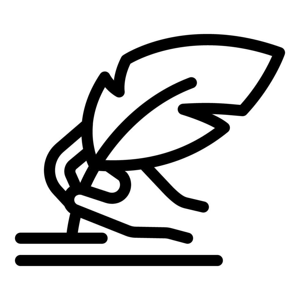 Hand writing with feather pen on paper, creating lines with ink vector
