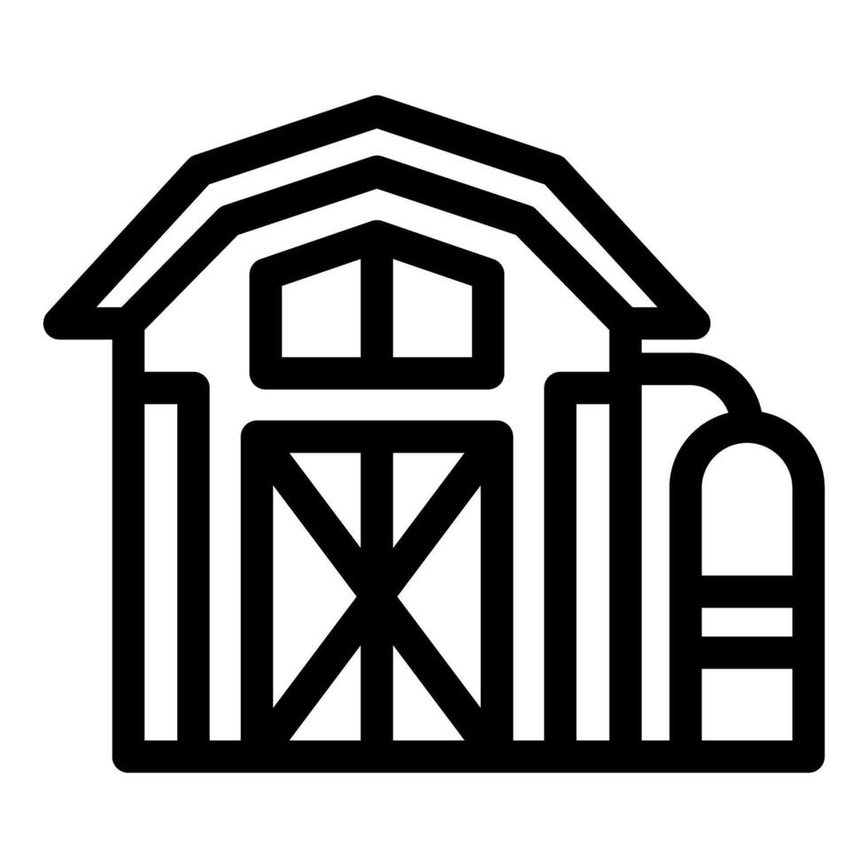 Barn and silo representing farming and agriculture in outline style vector