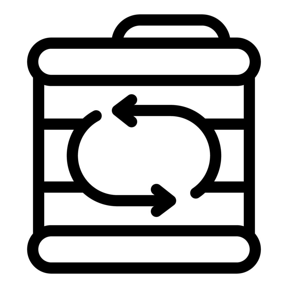 Recycling container with rotating arrows showing processing and reuse vector