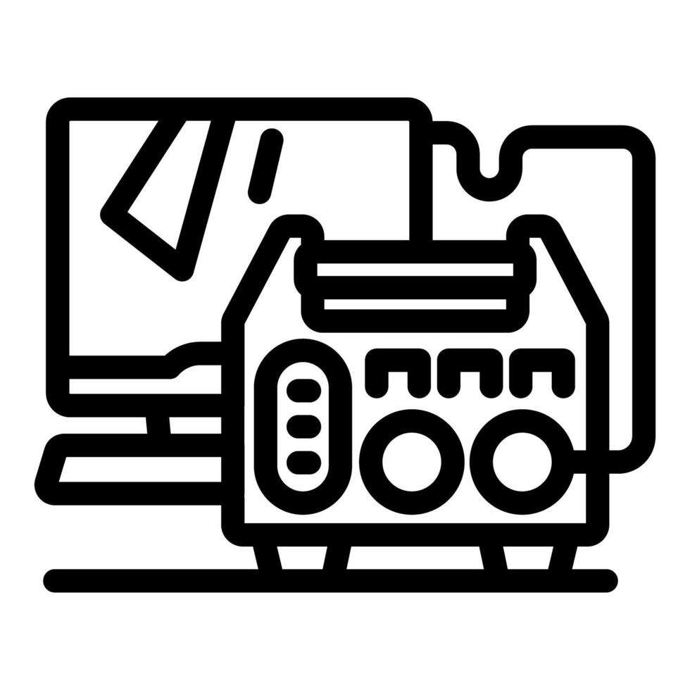 Welding machine connecting to computer via cable for automation vector