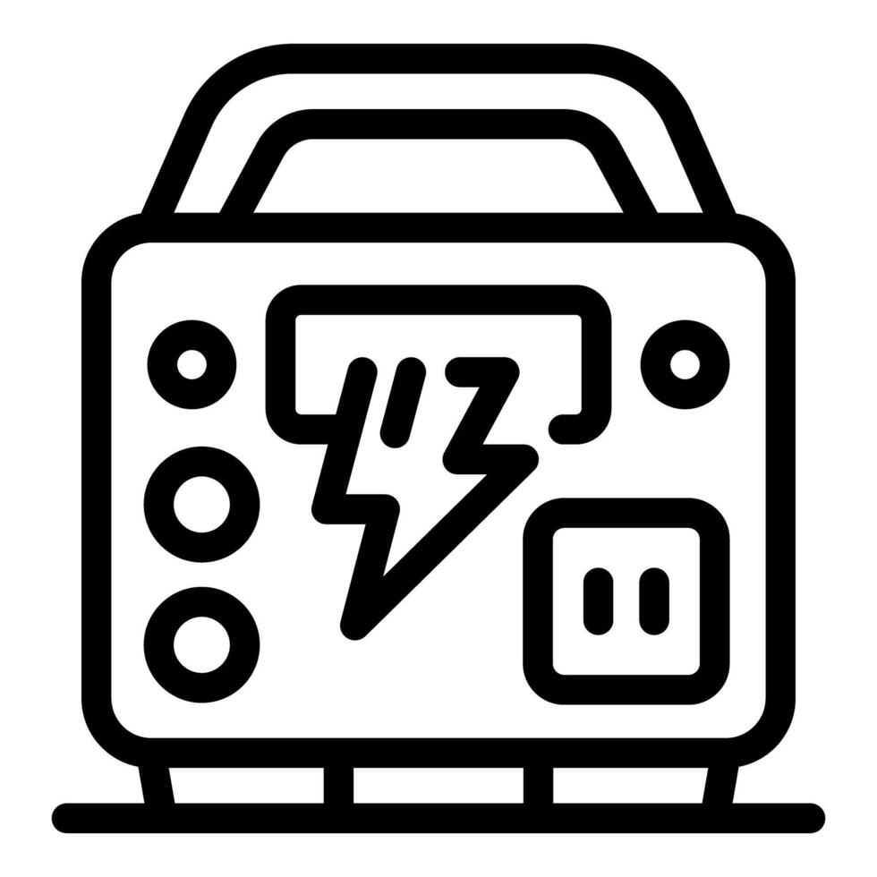 Portable power station providing electricity with lightning bolt symbol vector