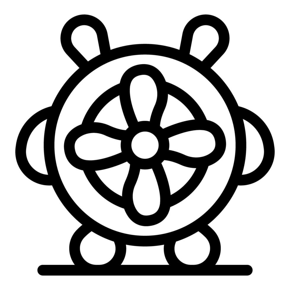 Ship steering wheel standing on a surface, ready for navigation vector