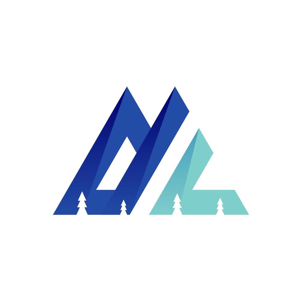mountain shapes in DL letters vector