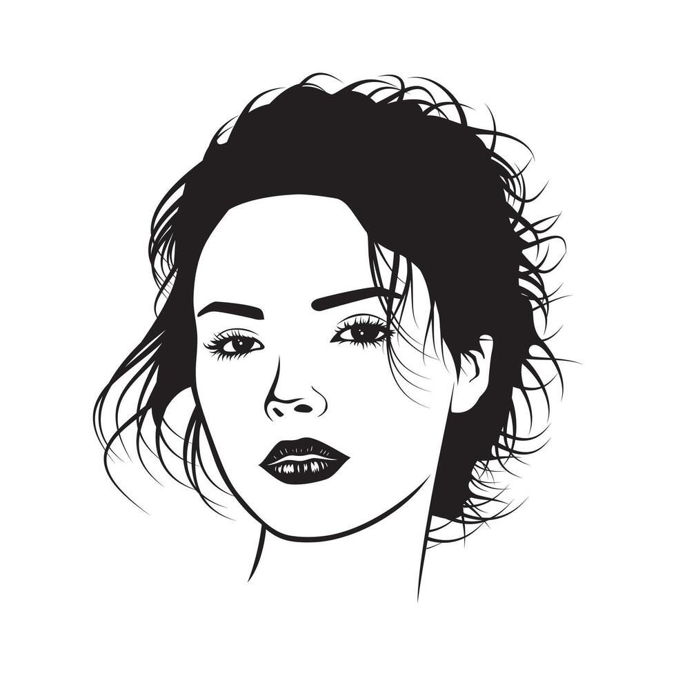 woman with curly hair vector