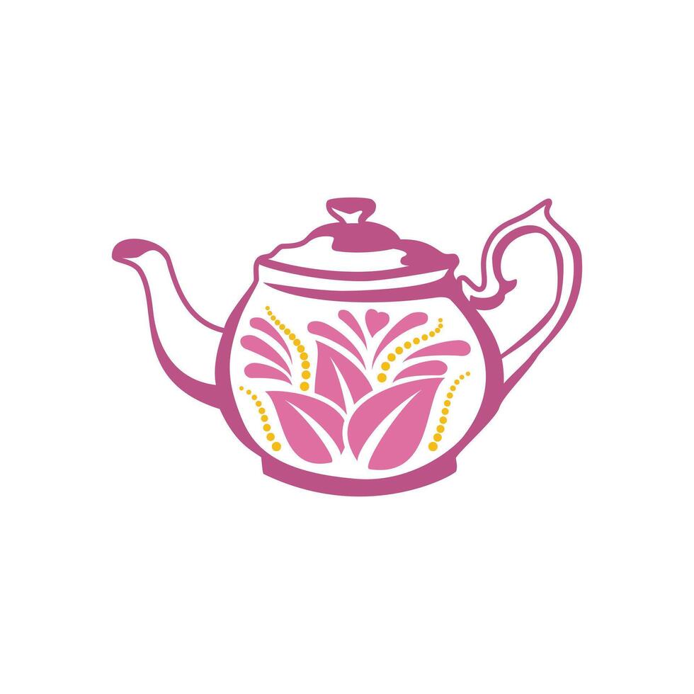 pink antique teapot vector