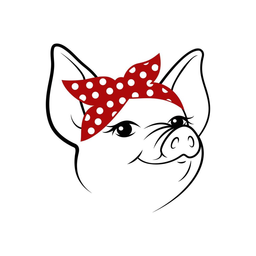 A cartoon pig's head vector