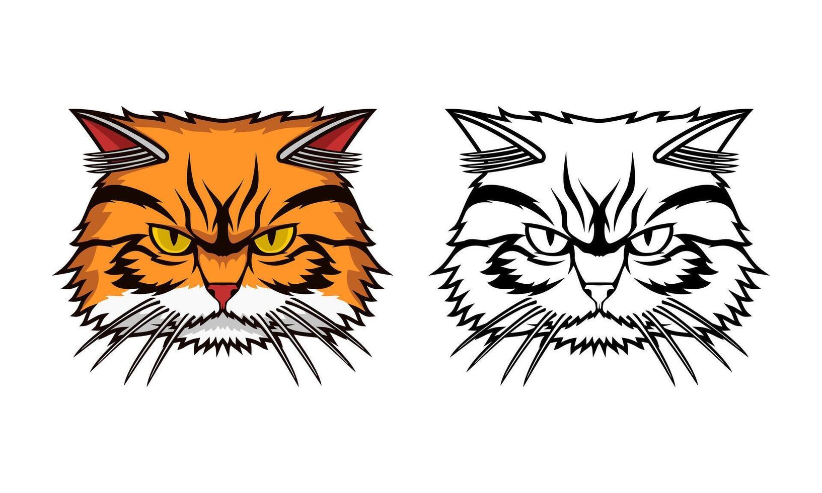 colored and black and white cat vector