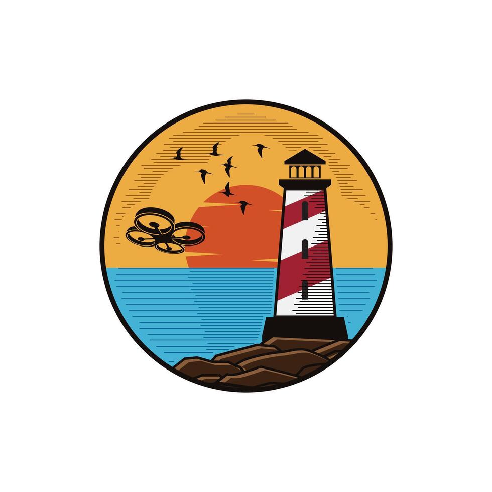 lighthouse stands on rocky vector
