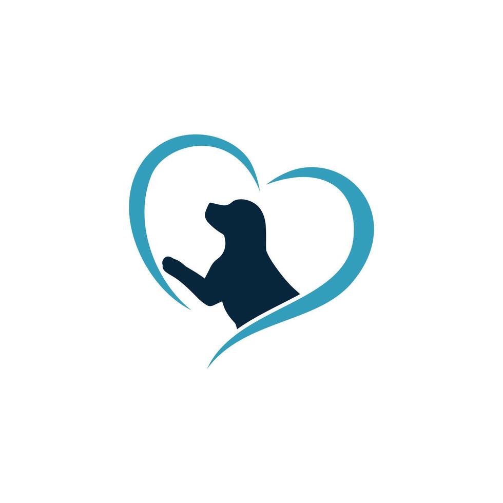 dog inside a heart shape vector