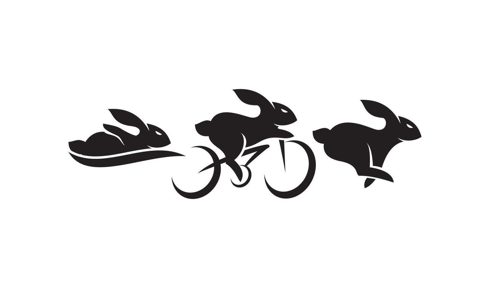 rabbits sledding, cycling, and running vector