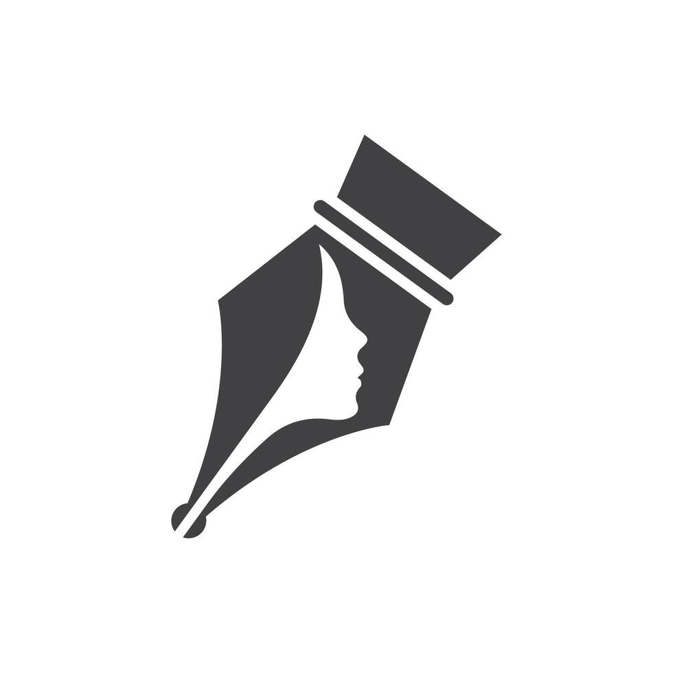 pen nib that cleverly incorporates the profile of a person's face vector