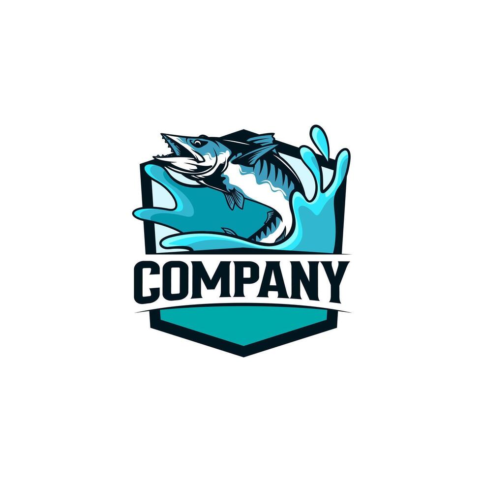 barracuda fish leaping out vector