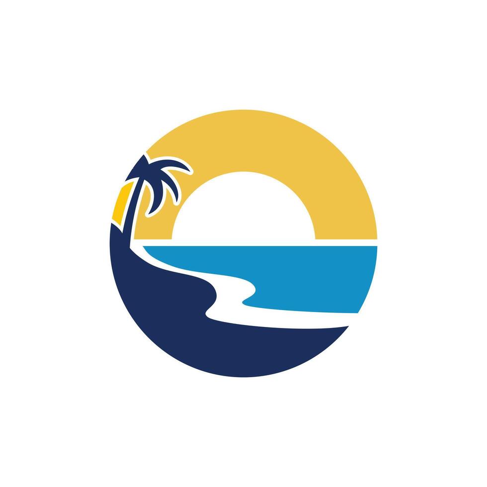 Tropical Beach Sunset Logo vector