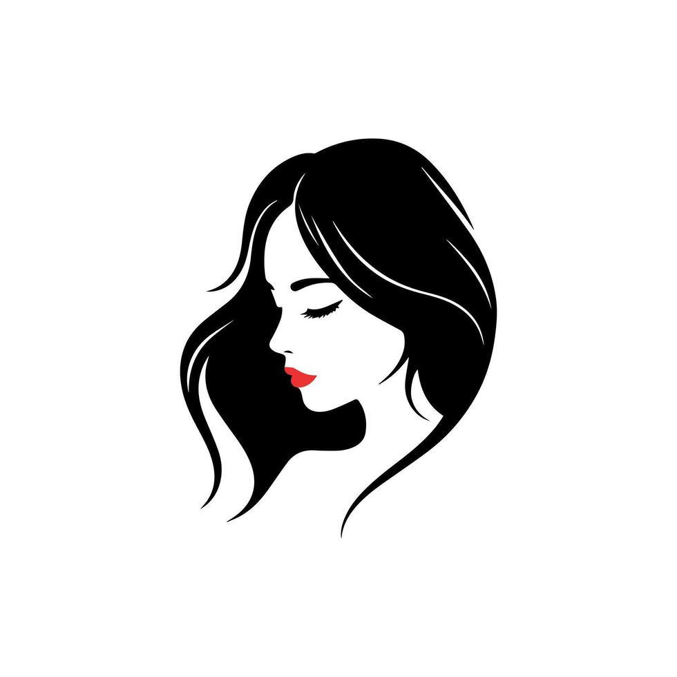 Graceful Profile with Red Lips vector