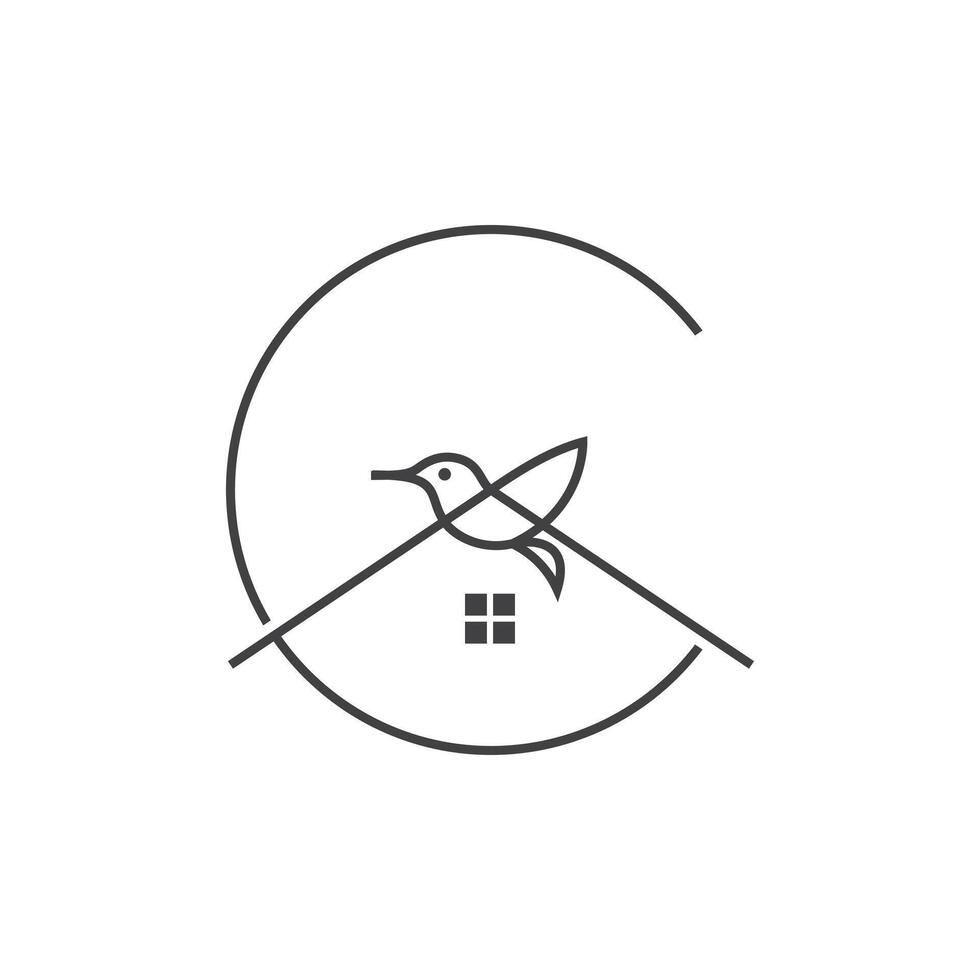 Minimalist Bird and Home Logo vector
