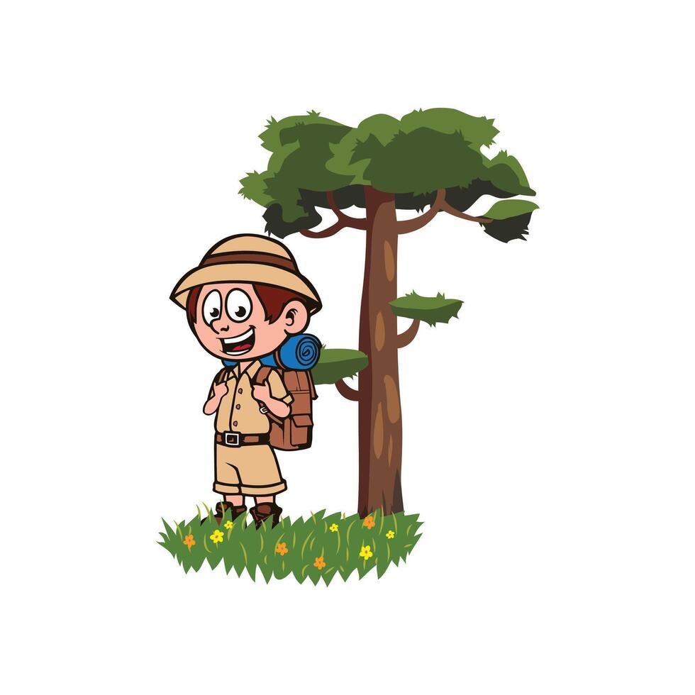 Cartoon Explorer in the Wilderness vector