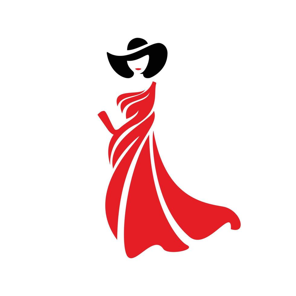 woman in a flowing red dress vector