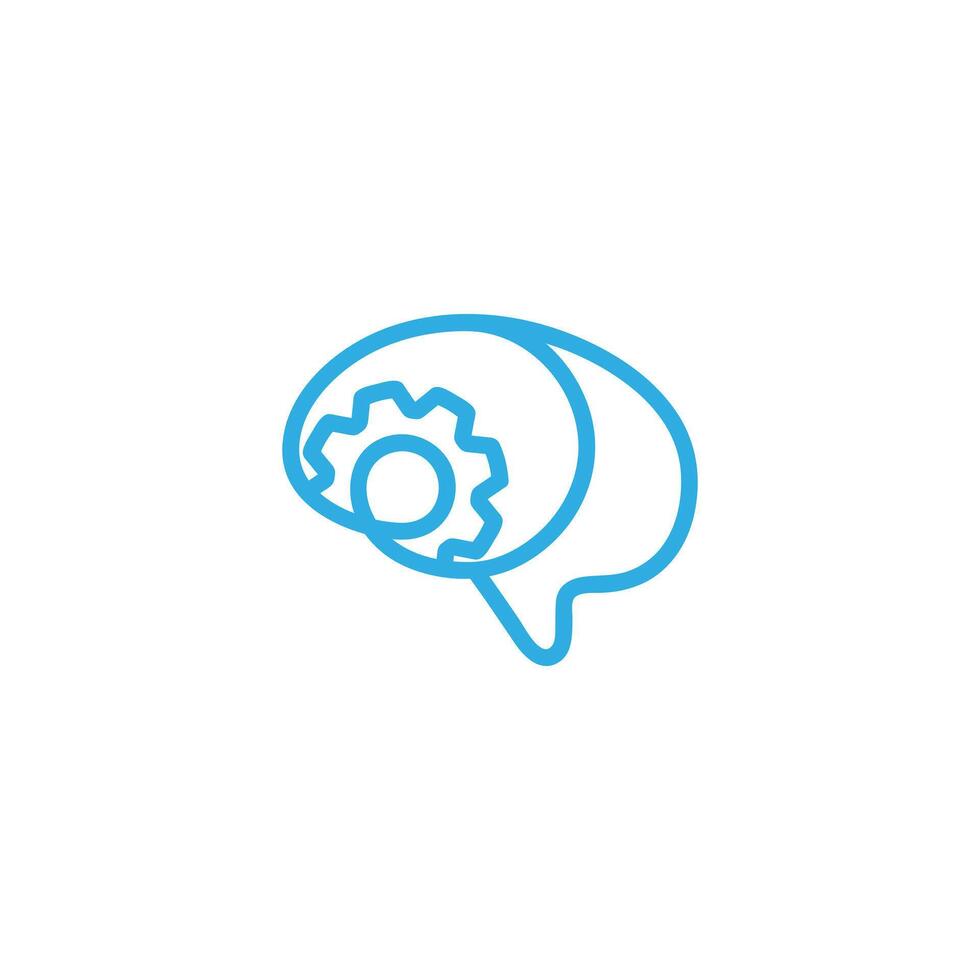 blue outline of a brain vector
