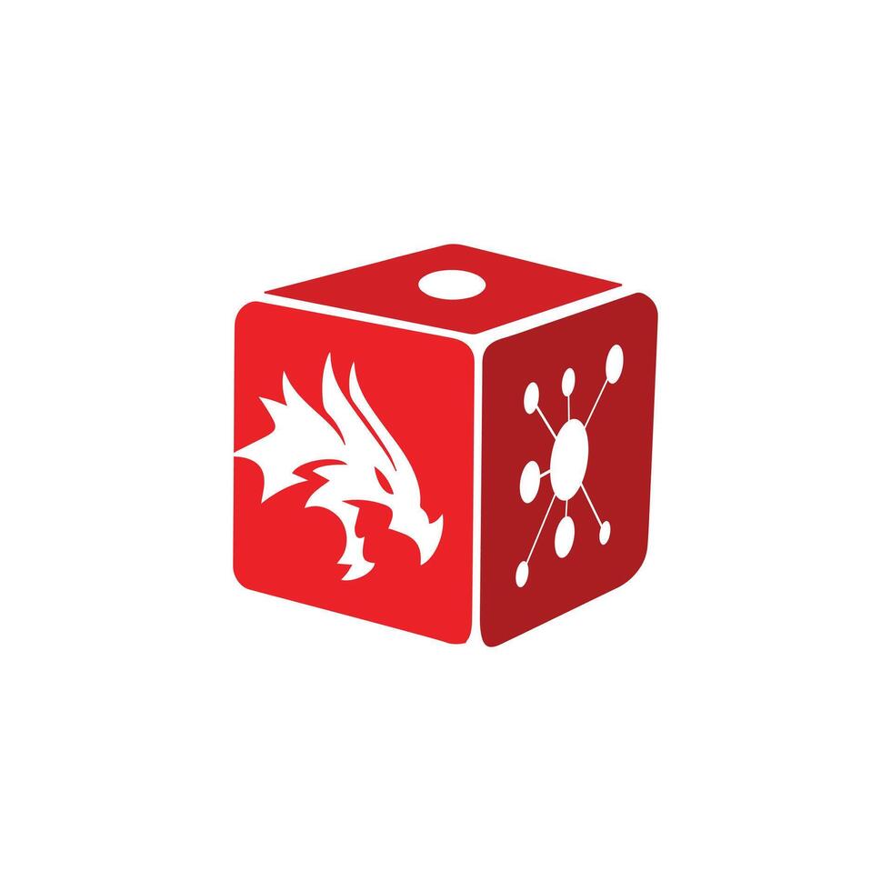 red die with a dragon vector