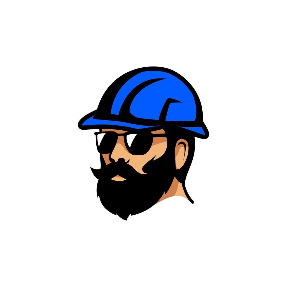 person wearing a blue hard hat vector