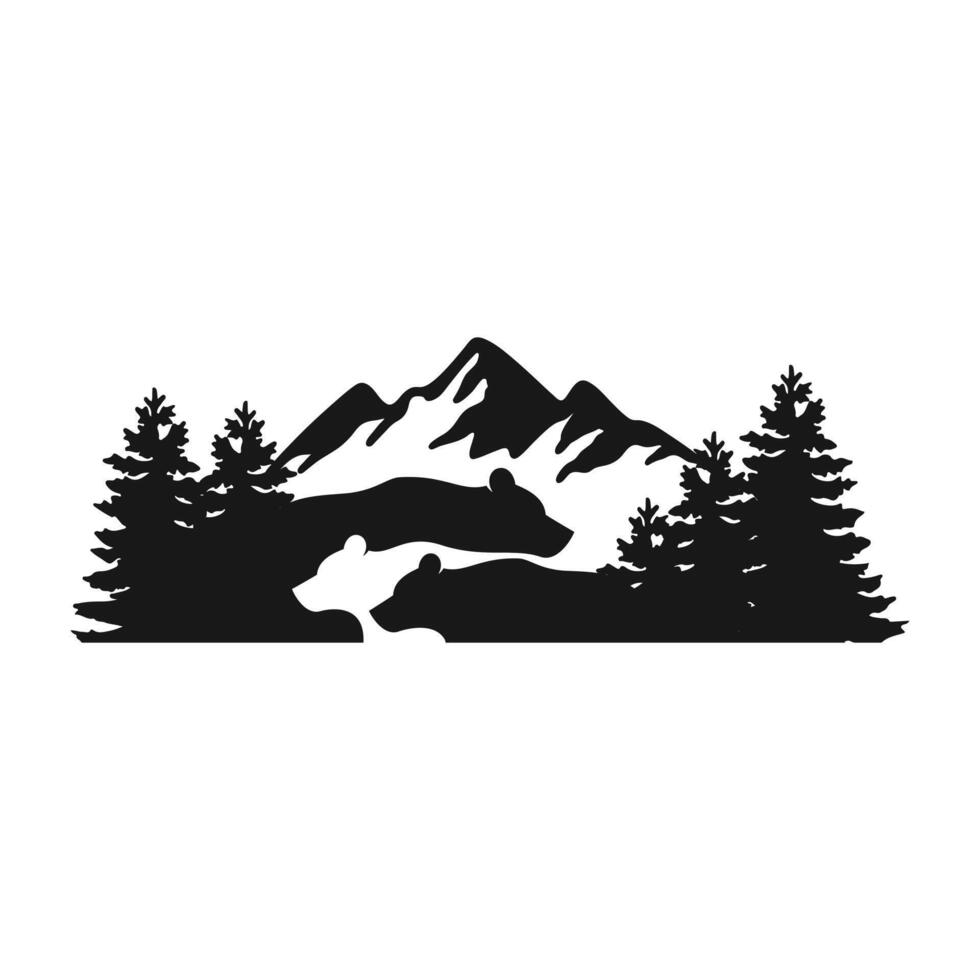 mountain range with trees vector