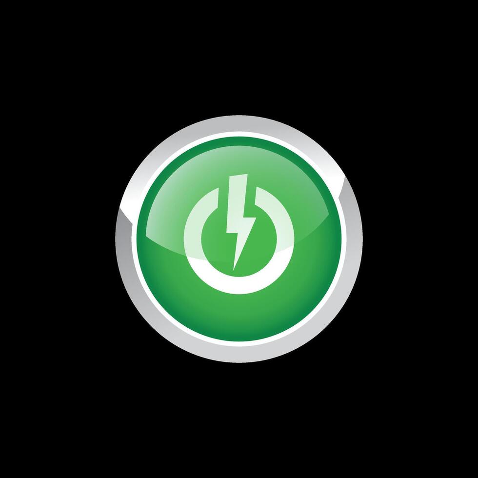 Power button. Green vector