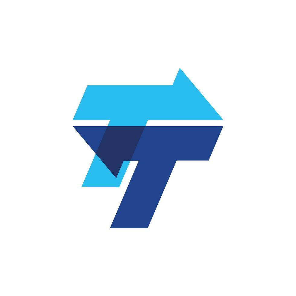 letter T in shades of blue vector