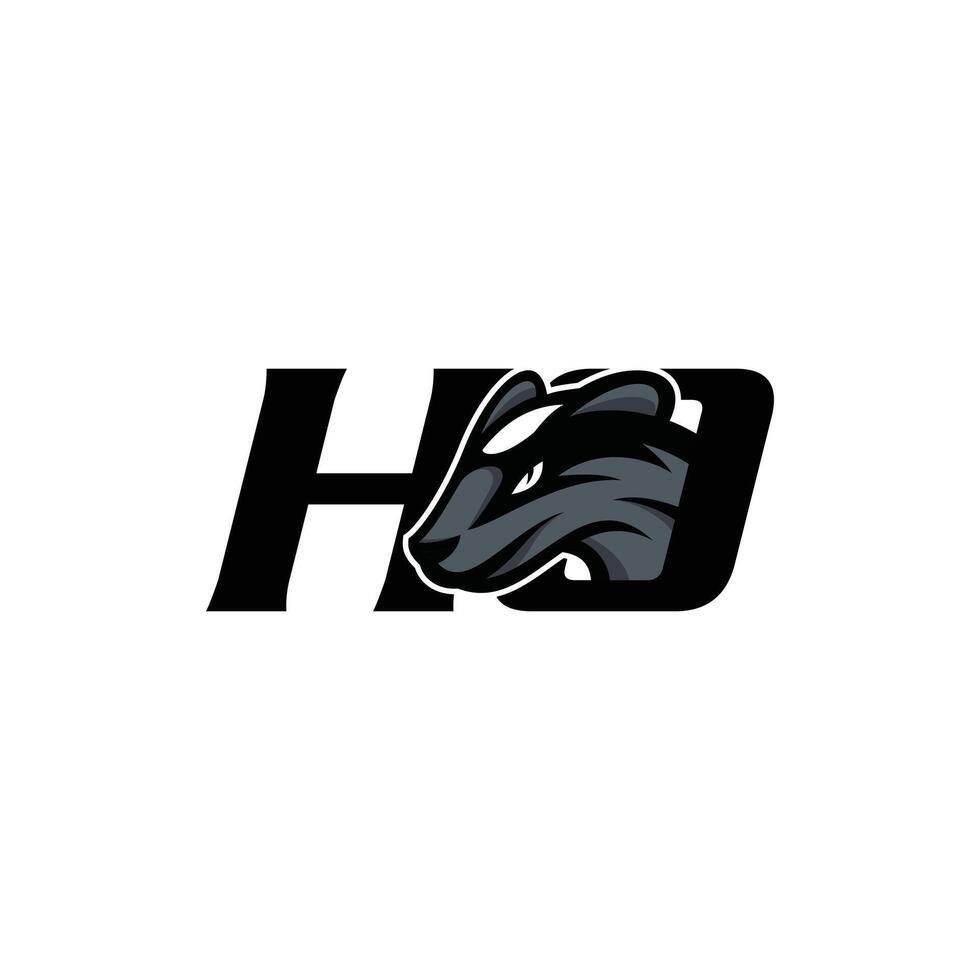 HD and a graphic of a fierce animal head vector