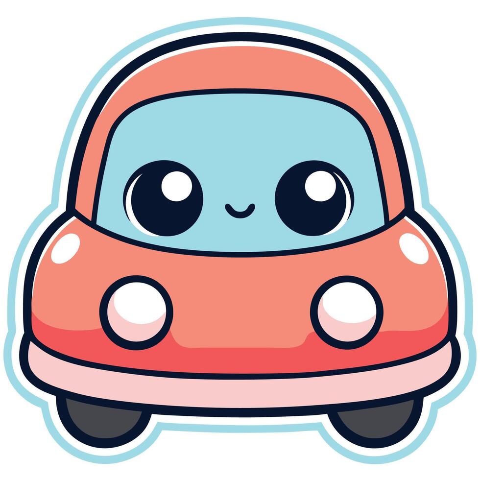 a cute car sticker with eyes and a smile vector