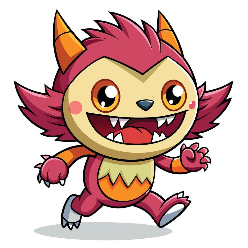a cartoon monster running with big eyes, vector