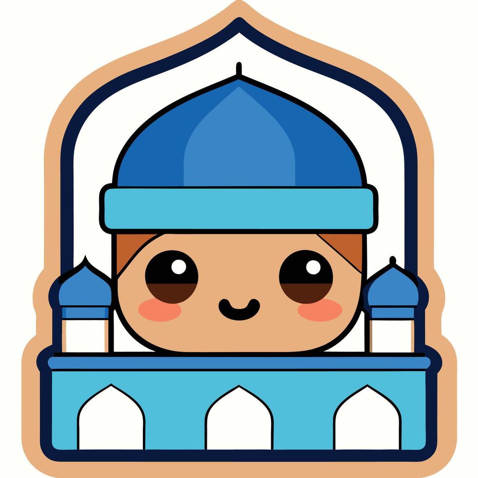 a cartoon character with a blue hat and a blue mosque vector