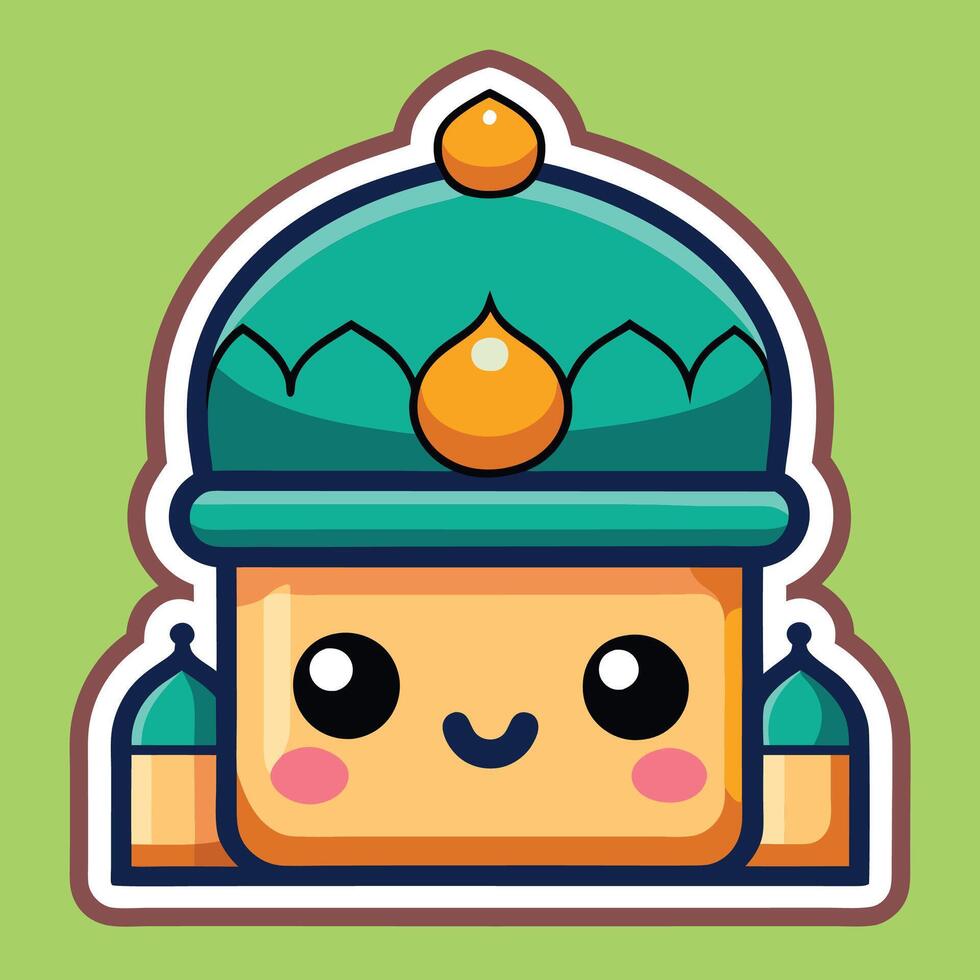a cartoon character wearing a hat and a green background vector