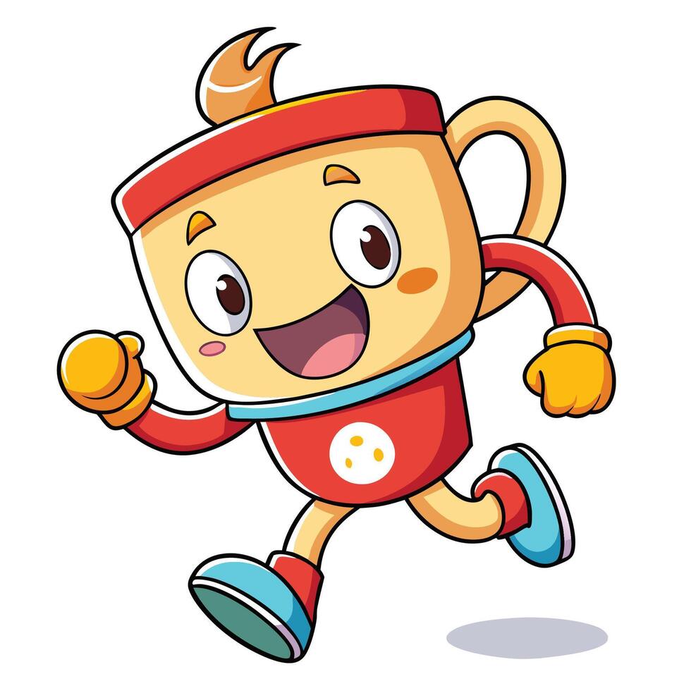cartoon character running with a cup in his hand vector