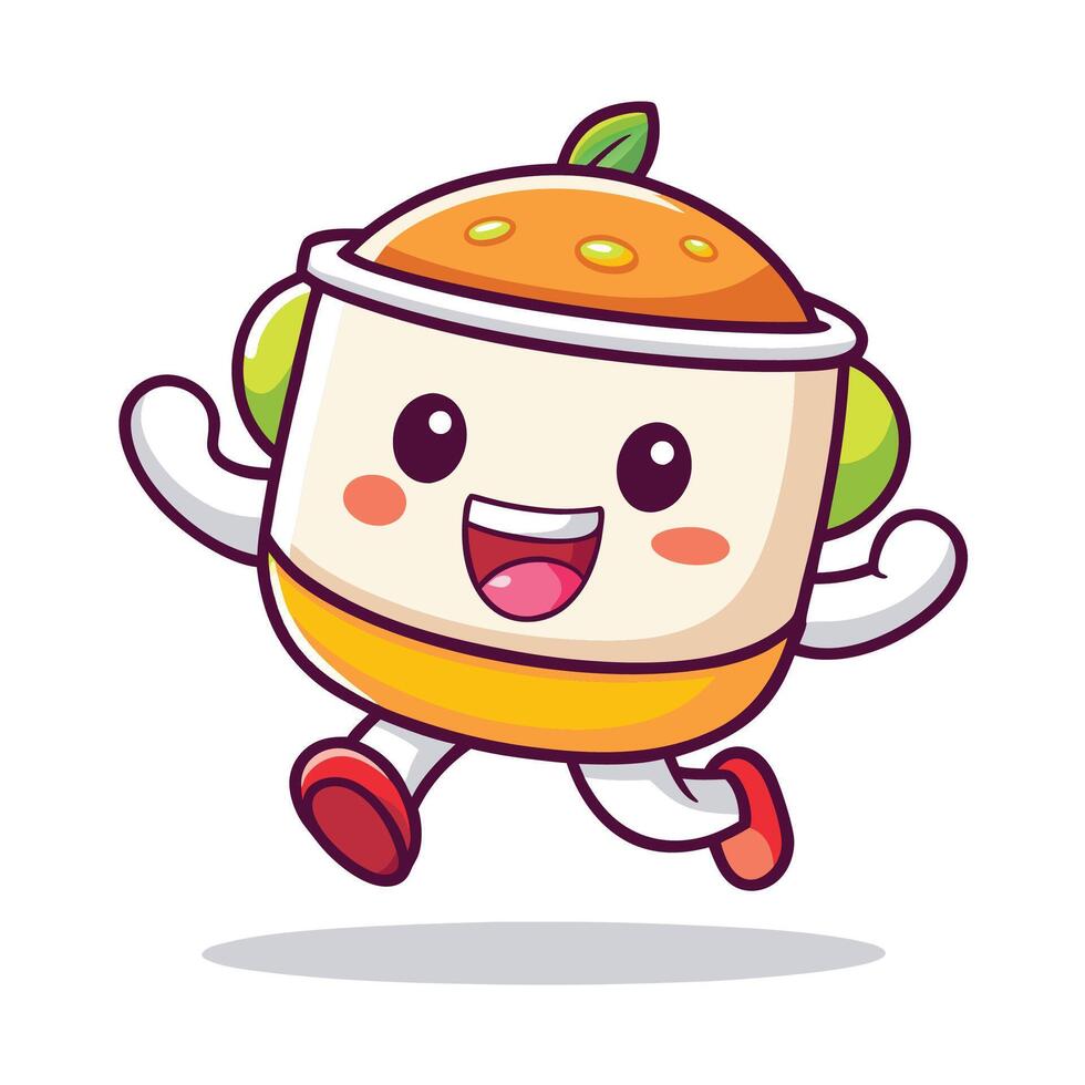 a cartoon character running with a smile on its face, vector