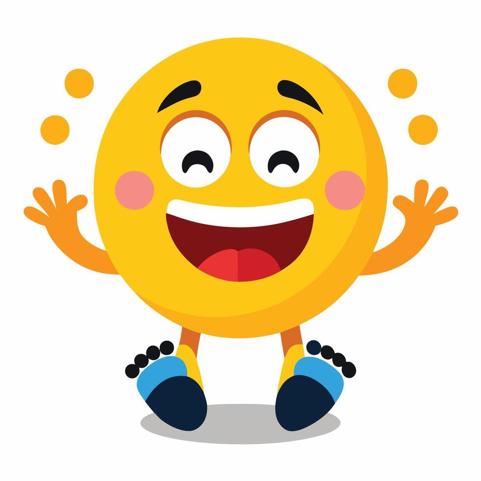 a cartoon yellow emoticion character waving his hands vector