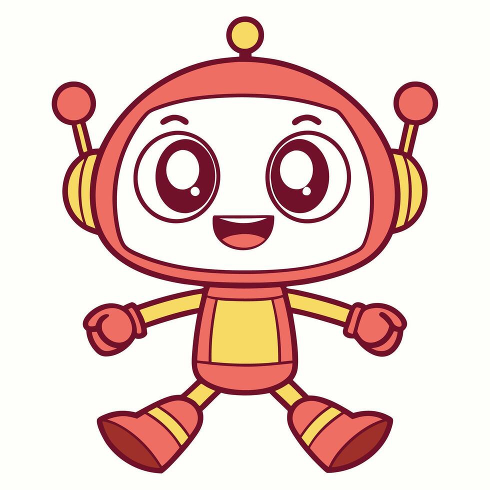 cute robot white background, vector