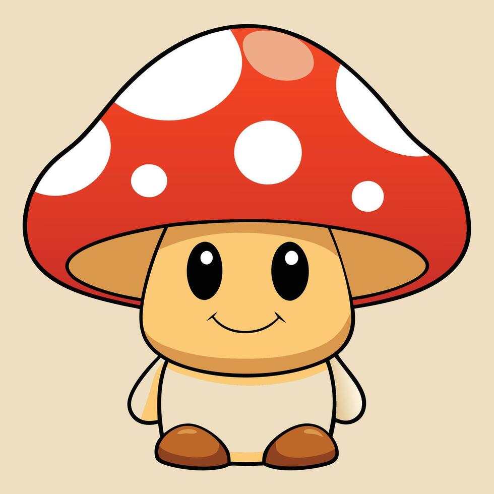 a cartoon mushroom with a red hat and white spots vector