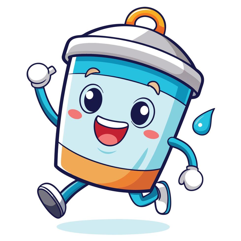 cartoon character of a water bottle running illustration vector