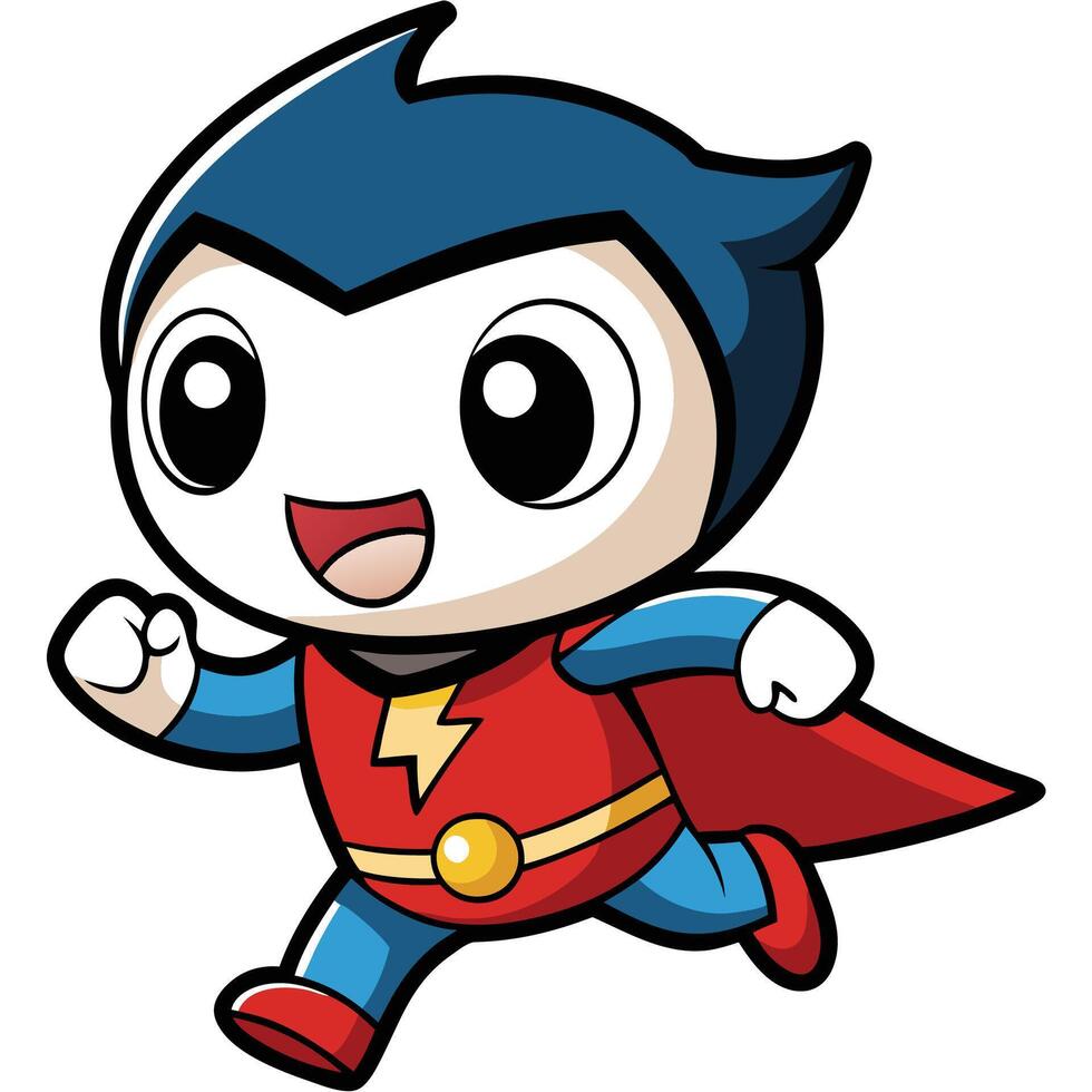 superhero cartoon running with a cape vector