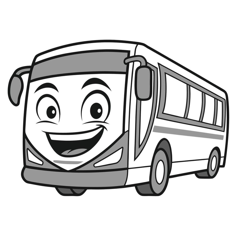a cartoon bus with a smile on its face, vector