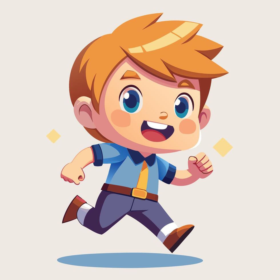 cartoon boy running with a smile, vector