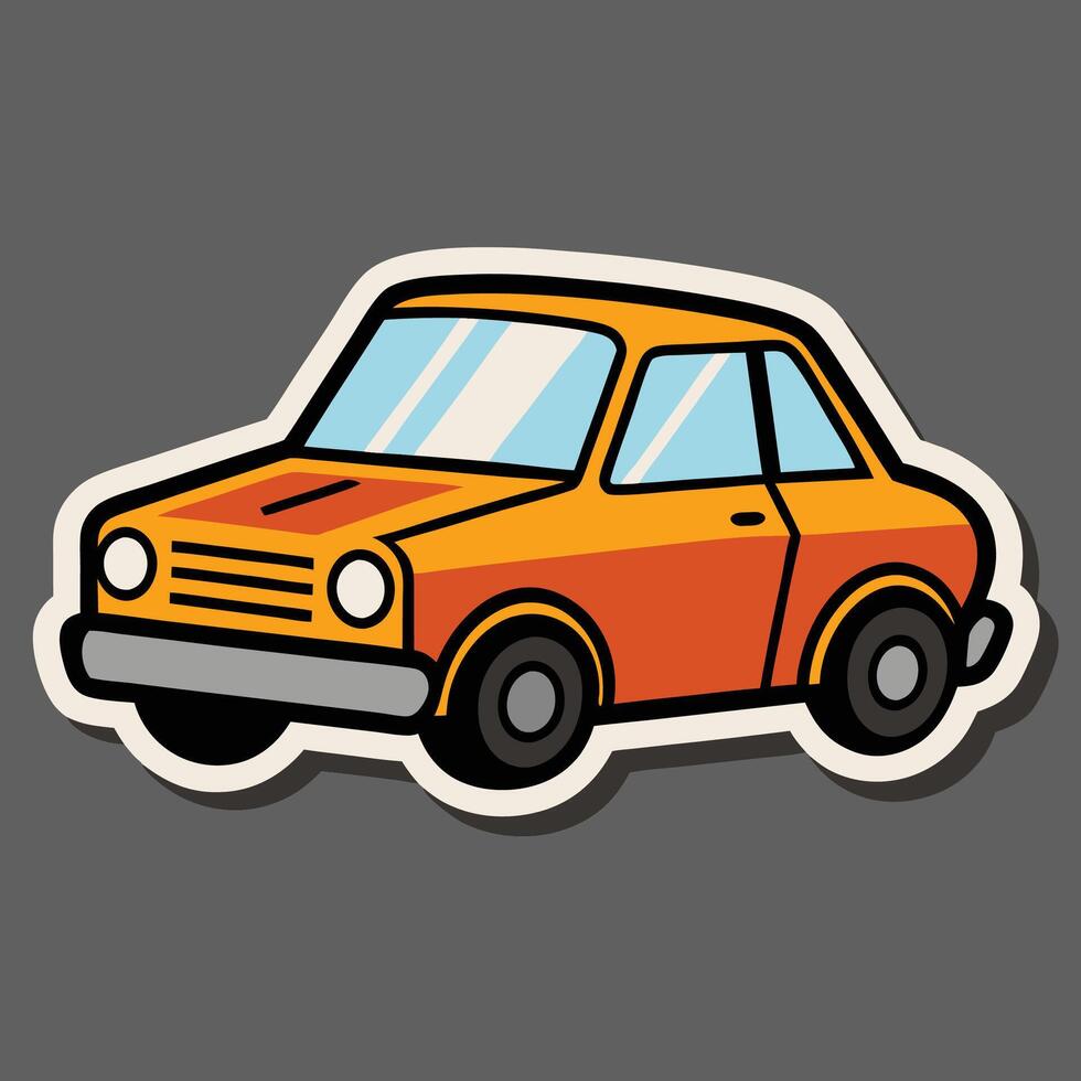 a cartoon orange car on a gray background vector