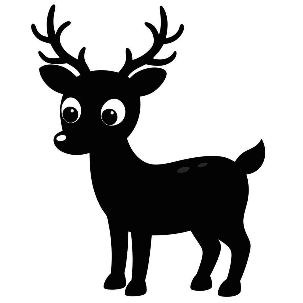 a black and white deer with big horns, vector
